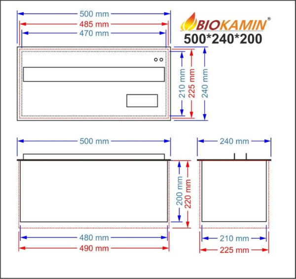Kominek parowy 500 3D głębokość 240mm 1 kolor 2