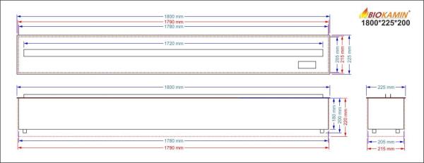 Parný krb 1750 3D hĺbka 225mm 7 farieb