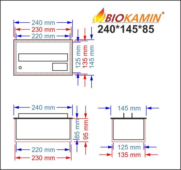 Kominek parowy 240 3D głębokość 145mm 1 kolor Model podstawowy